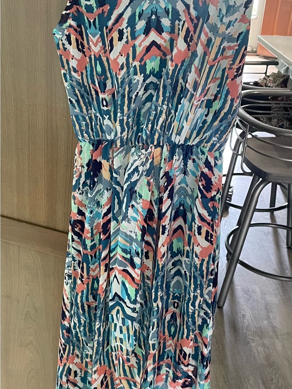 Multi-Color Printed Sleeveless Maxi Dress